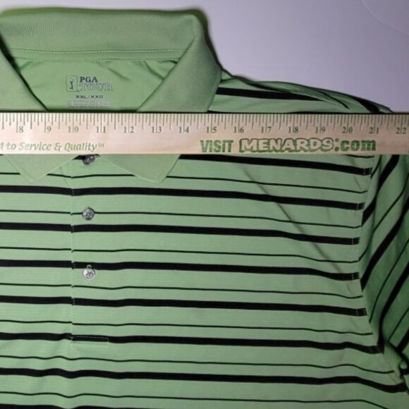 PGA Tour Mens Green and Black Striped Short Sleeve Polo Size XXL - Picture 9 of 10